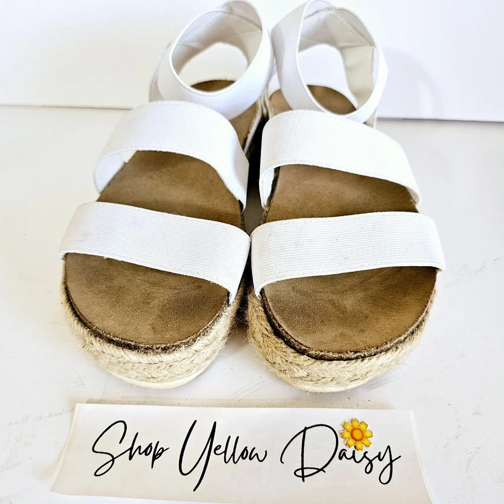 Cushionaire Womens Mandy Cork Espadrille Platform Sandal Stretchy Sz 8 - Sh434.2